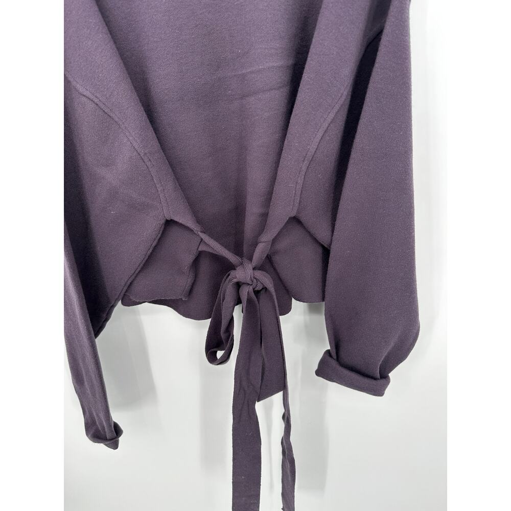Zara Sweater Women Medium Plum Purple Tie Wrap Belted‎ Chunky Thick Crewneck - Picture 8 of 8